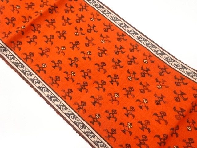 手織り真綿紬抽象模様織出し名古屋帯